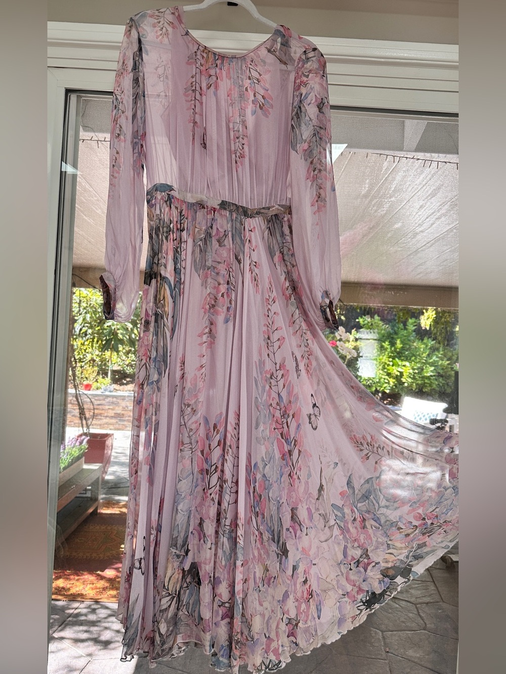 Sheer Floral Maxi Dress - 100% Silk